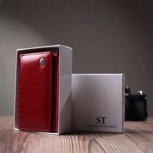 Гаманець ST Leather З натуральної шкіри Червоний (22708)
