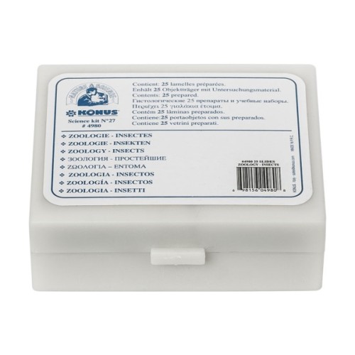 Набір мікропрепаратів Konus Загальна Біологія Зоологія, безхребетні і комахи 25 шт (4977)