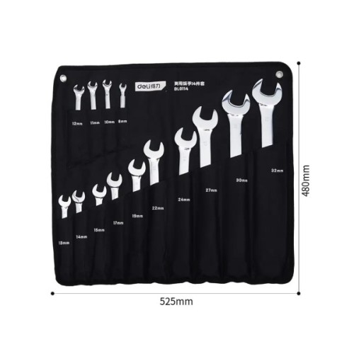 Ключ Deli комбінований, набір 8-32 мм, 14 шт, Cr-V (DL0114)