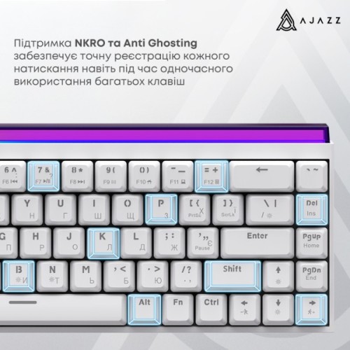 Клавіатура Ajazz NK68 Red Switch USB UA White (NK68-R-W)