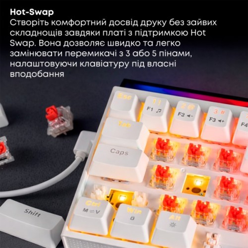 Клавіатура Ajazz NK68 Red Switch USB UA White (NK68-R-W)