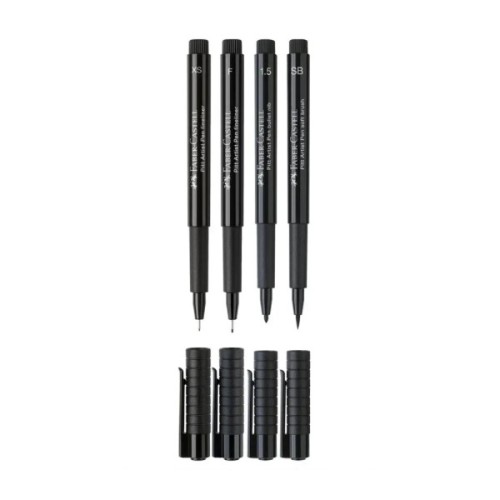 Лайнер Faber-Castell набір капілярних ручок пензликів Pitt Artist Pen Comic Black Set, (SB, 1,5, F, XS) колір чорний (30337)