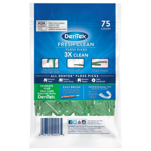 Флос-зубочистки DenTek Освіжаюче очищення 75 шт. (47701002575)
