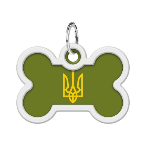 Адресник для тварин WAUDOG Smart ID з QR паспортом "Тризуб олива", кістка 40х28 мм (231-4032)