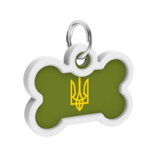 Адресник для тварин WAUDOG Smart ID з QR паспортом "Тризуб олива", кістка 40х28 мм (231-4032)