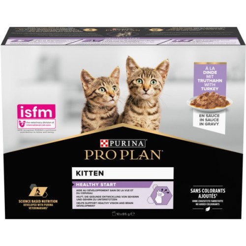 Вологий корм для кішок Purina Pro Plan Kitten Healthy Start Для кошенят З індичкою 10 х 85 г (7613034767646)