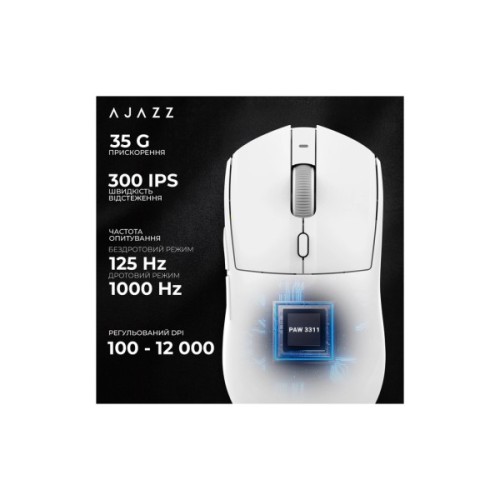 Мишка Ajazz AJ139 V2 MC Wireless/Bluetooth/USB White (AJ139-V2-MC-W)