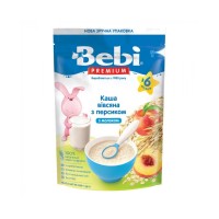 Дитяча каша Bebi Premium молочна вівсяна з персиком +6 міс. 200 г (8606019654306)