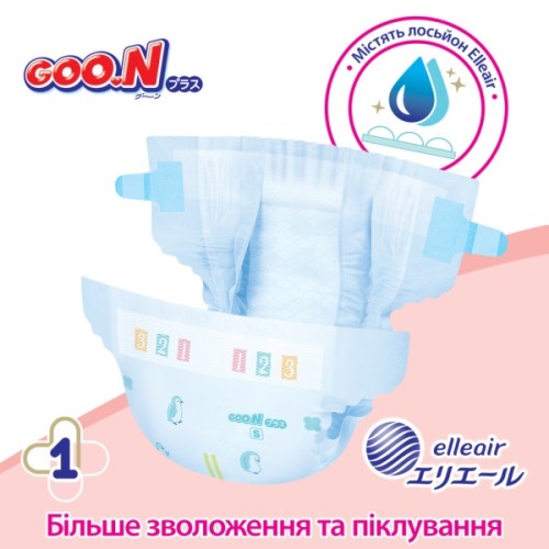Підгузки GOO.N Plus 4-8 кг Розмір S, на ліпучках 62 шт (21001496)
