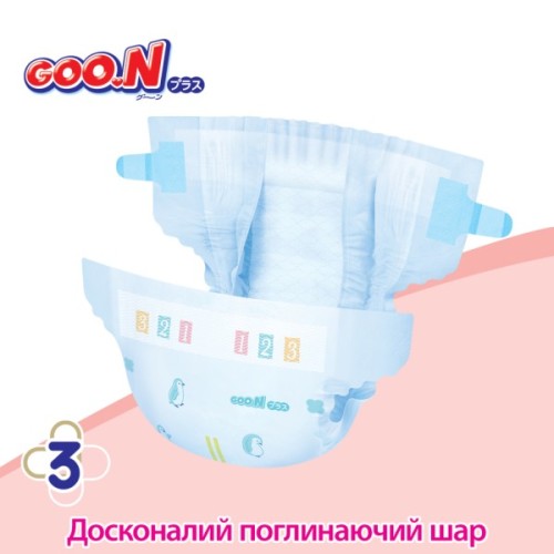 Підгузки GOO.N Plus 4-8 кг Розмір S, на ліпучках 62 шт (21001496)