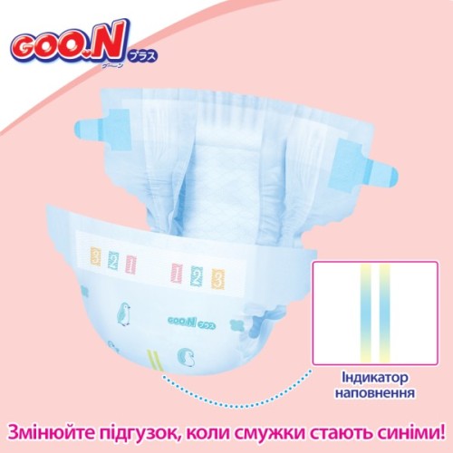 Підгузки GOO.N Plus 4-8 кг Розмір S, на ліпучках 62 шт (21001496)