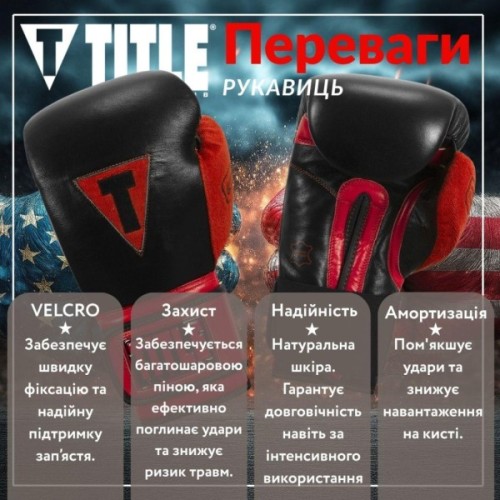 Боксерські рукавички Title Boxing All Heart Bag Gloves 2.0 Black/Red 10 oz (AHABG2 10 oz BK/RD)
