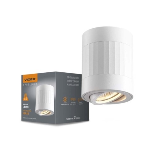 Світильник точковий Videx під лампу GU10 SPF04A накладний білий + біла прям лінія (VL-SPF04A-WFW)