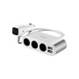 Зарядний пристрій HOCO 2xUSB 10.5W + 3x car socket silver (6957531050896)