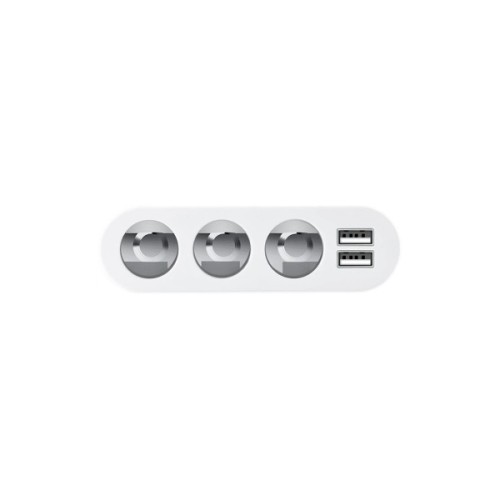 Зарядний пристрій HOCO 2xUSB 10.5W + 3x car socket silver (6957531050896)