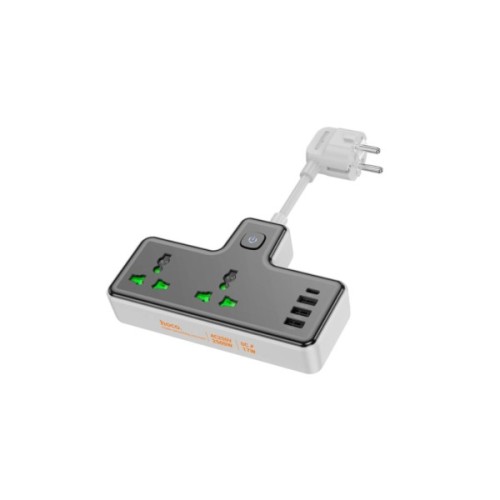 Мережевий фільтр живлення HOCO AC11A, 2 роз, 3 USB, USB-C, 17W, 1,5м Black (AC11AB)