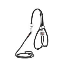 Шлея для собак WAUDOG Soft з QR паспортом кругла Д 6 мм А 26-46 см В 30-50 см чорна (46231)