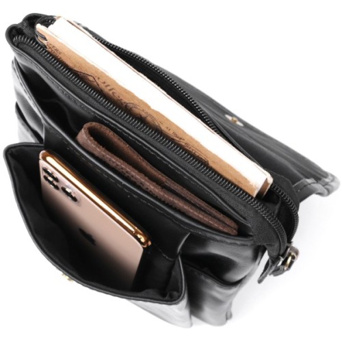 Сумка Vintage Шкіряна чоловіча через плече Чорна (20467)