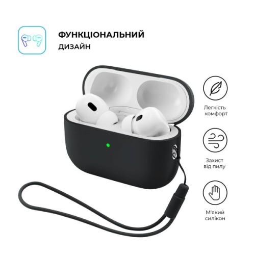 Чохол для навушників Armorstandart Silicone Case with straps For Apple AirPods Pro 3 Black (ARM91276)