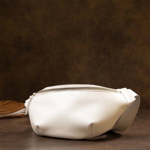 Сумка Grande Pelle Шкіряна на пояс Біла (11356)