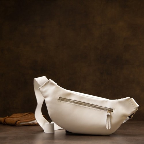 Сумка Grande Pelle Шкіряна на пояс Біла (11356)