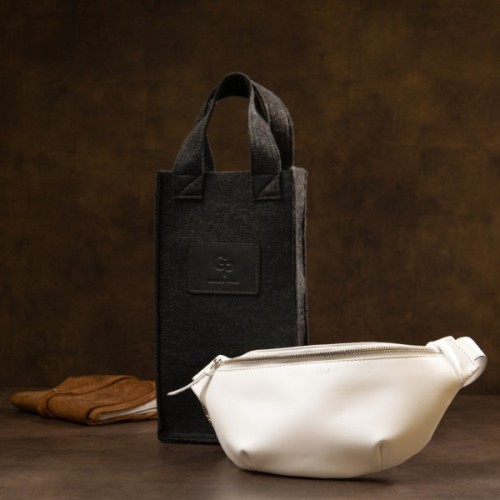 Сумка Grande Pelle Шкіряна на пояс Біла (11356)