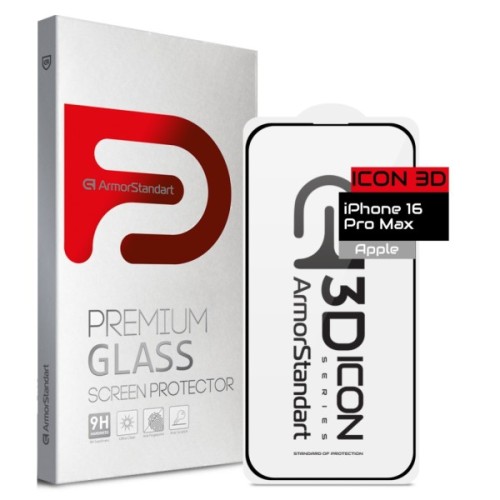 Скло захисне Armorstandart Icon 3D Apple iPhone 16 Pro Max Black (ARM78030)