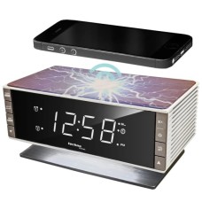 Настільний годинник Technoline з радіо WT487 Wireless Mobile Charging White/Brown (DAS302715)