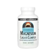 Мінерали Source Naturals Магній Хелат, 100 мг, Magnesium Chelate Complex, 250 таблеток (SNS-00318)