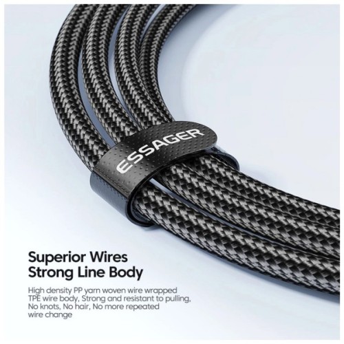 Дата кабель USB-C to USB-C 3.0m 100W black Essager (EXCTT1-XCC01)