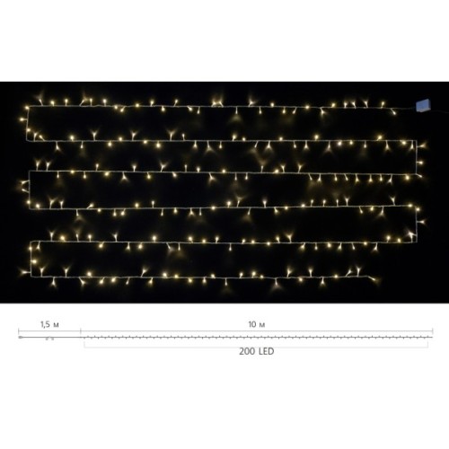 Гірлянда Delux STRING С 200 LED 10m Теплий білий/прозорий IP20 (90017981)