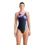 Купальник Arena Dreamhline Swimsuit V Back 008328-500 чорний, фіолетовий, бірюзовій 44 (3468337427988)