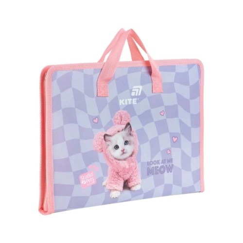 Папка - портфель Kite на блискавці A4 Studio Pets, 1 відділення (SP26-202)