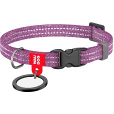 Нашийник для тварин WAUDOG Re-cotton з QR паспортом для котів та дрібних порід собак XS фіолетовий (16409)
