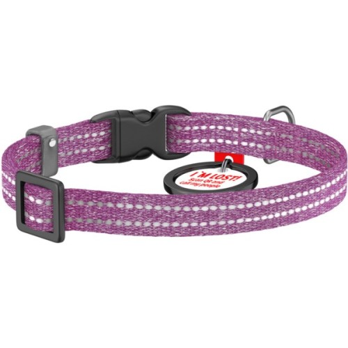 Нашийник для тварин WAUDOG Re-cotton з QR паспортом для котів та дрібних порід собак XS фіолетовий (16409)