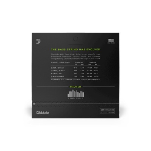 Струни для гітари D'Addario NYXL Light Top / Med Bottom (45-105) (NYXL45105)