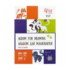 Альбом для малювання Rosa Kids склейка Cats А4 20 аркушів (4823098543046)