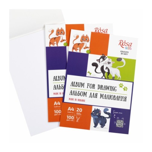 Альбом для малювання Rosa Kids склейка Cats А4 20 аркушів (4823098543046)