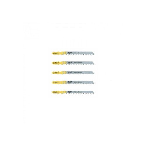 Полотно Milwaukee для лобзика T101D, 75мм/ крок зуба 4мм, 5шт, деревина, чистий різ (4932274351)
