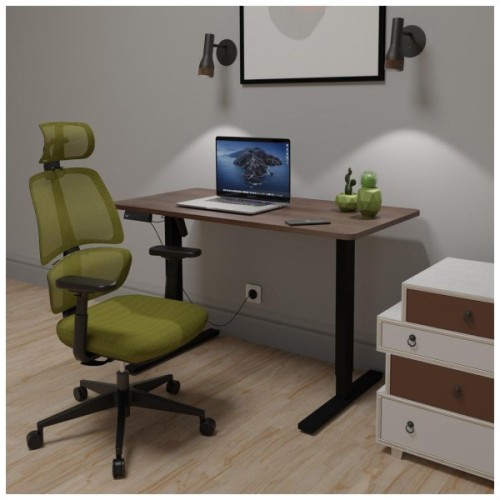 Комплект офісних меблів Mealux PowerDesk Lite Walnut + Leo Air Plus Green (EVO-201 Lite Walnut/B +Y-546 KZ)