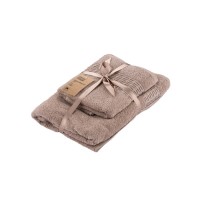 Рушник Ardesto набір махрових Lotus 2 шт 50х90 см індіго, 70х140см, 100% бавовна, беж (ART2357NS)