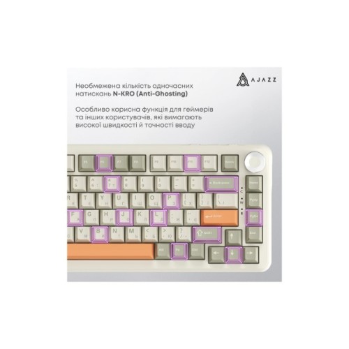 Клавіатура Ajazz AK820 MAX Flying Fish Switch RGB Wireless/Bluetooth/USB Beige (AK820MAX-FF-R)