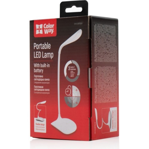 Настільна лампа ColorWay LED Portable & Flexible з вбудованим акумулятором 500mAh (CW-DL06FPB-W)