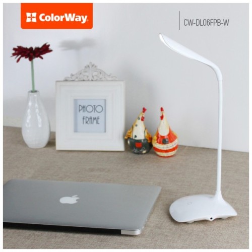 Настільна лампа ColorWay LED Portable & Flexible з вбудованим акумулятором 500mAh (CW-DL06FPB-W)