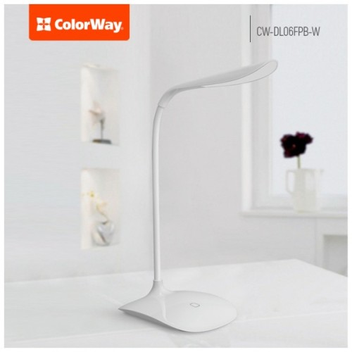 Настільна лампа ColorWay LED Portable & Flexible з вбудованим акумулятором 500mAh (CW-DL06FPB-W)