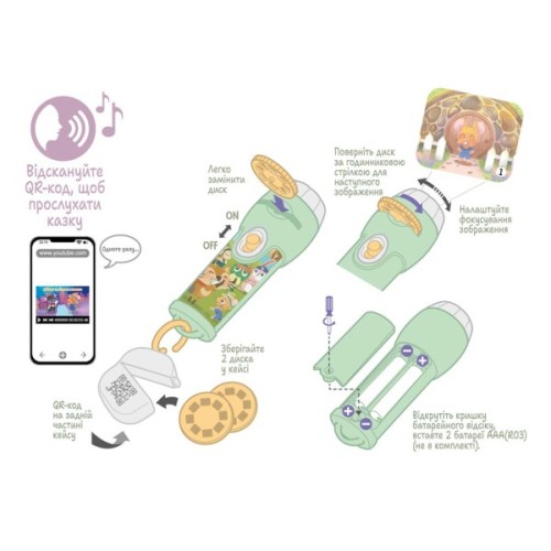 Інтерактивна іграшка Ambo Funtamin Аудіоказка з проєктором Міське та сільське мишеня (AF6339CC)