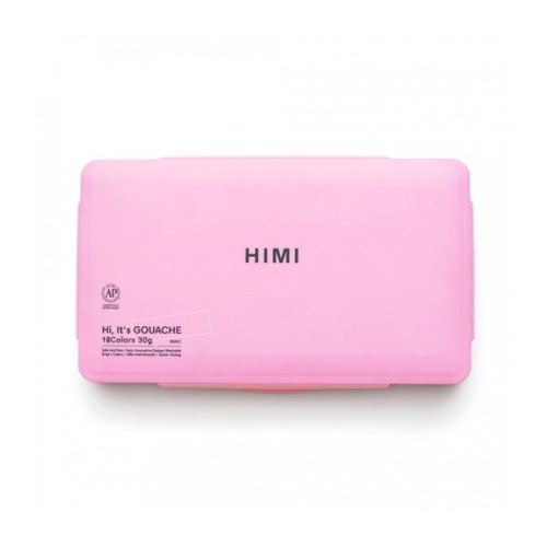 Гуашеві фарби HIMI Jelly Cup 18 кольори по 30 мл,, рожевий пластик.пенал (6974712453697)