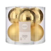 Ялинкова іграшка House Of Seasons Скляні кульки 6 шт D8 см Золоті (8718861972597)