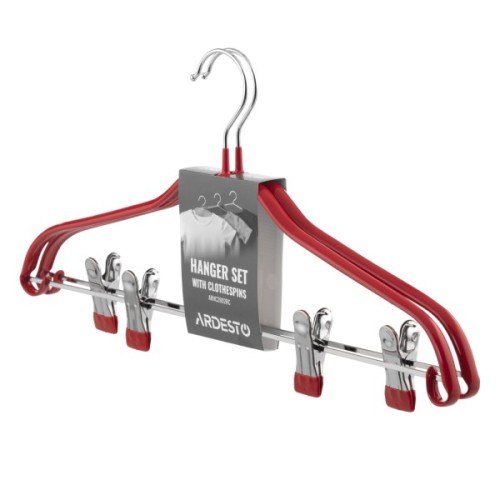 Плічка Ardesto Металеві з ПВХ покриттям З прищіпками Червоні 42 см 2 шт. (ARHC2802RC)