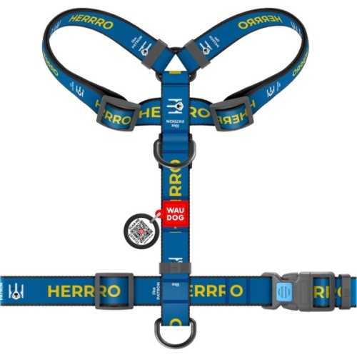 Шлея для собак WAUDOG Nylon з QR паспортом анатомічна H-подібна "Патрон" L (322-4025)